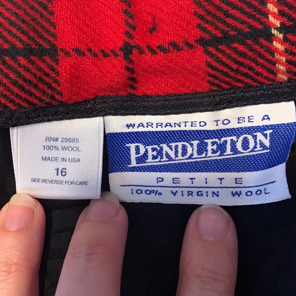 Pendleton size 16 p wool red black yellow scotch plaid tartan midi skirt vintage - Picture 10 of 10